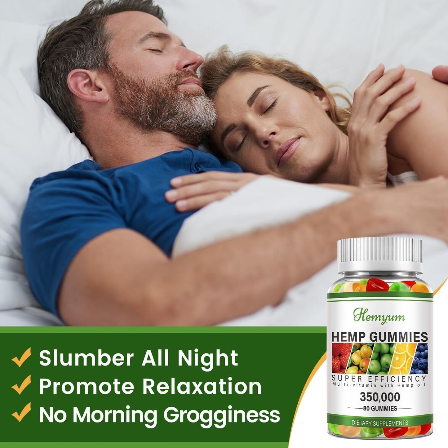 Hemp Gummies 2 Packs - for Sleep, Pain, Anxiety - High Potency Pure Organic Supplement - with Natural Hemp Oil Extract Gummy Edibles Vegan, Non-GMO