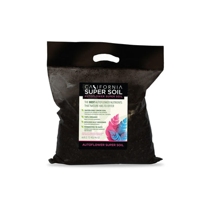 California Super Soil Premium 100% Organic Autoflower Super Soil - 18+ Nutrient Blend - Garden Soil for Indoor Grow Kit - 6Lbs Bag - Grows 2 Plants