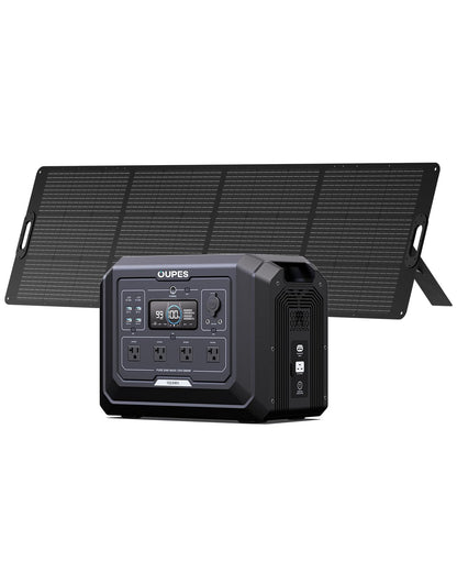 OUPES 2000W Mega 1 Solar Generator Kit with 240W Panel Included, 1024Wh LiFePO4 Battery Power Station with UPS & APP, for Road Trip, Off-grid, RVs, Power Outages