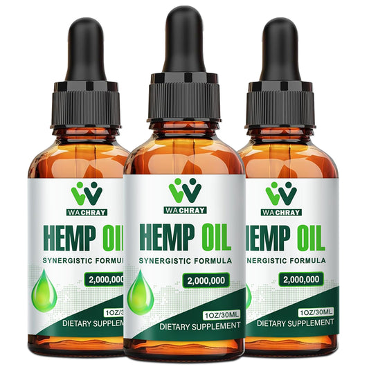 (3 Pack) Hemp Oil Drops for Pain Relief, Skin, Anxiety - 2,000,000 Maximum Strength Organic High Potency Hemp Tincture - with C02 Extraction, Vegan, Non-GMO