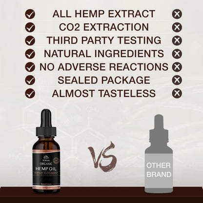 Hemp Oil -4 Packs Maximum Strength - Pure & CO2 Extract Drops - 100% Natural Organic, Vegan, Non-GMO Free