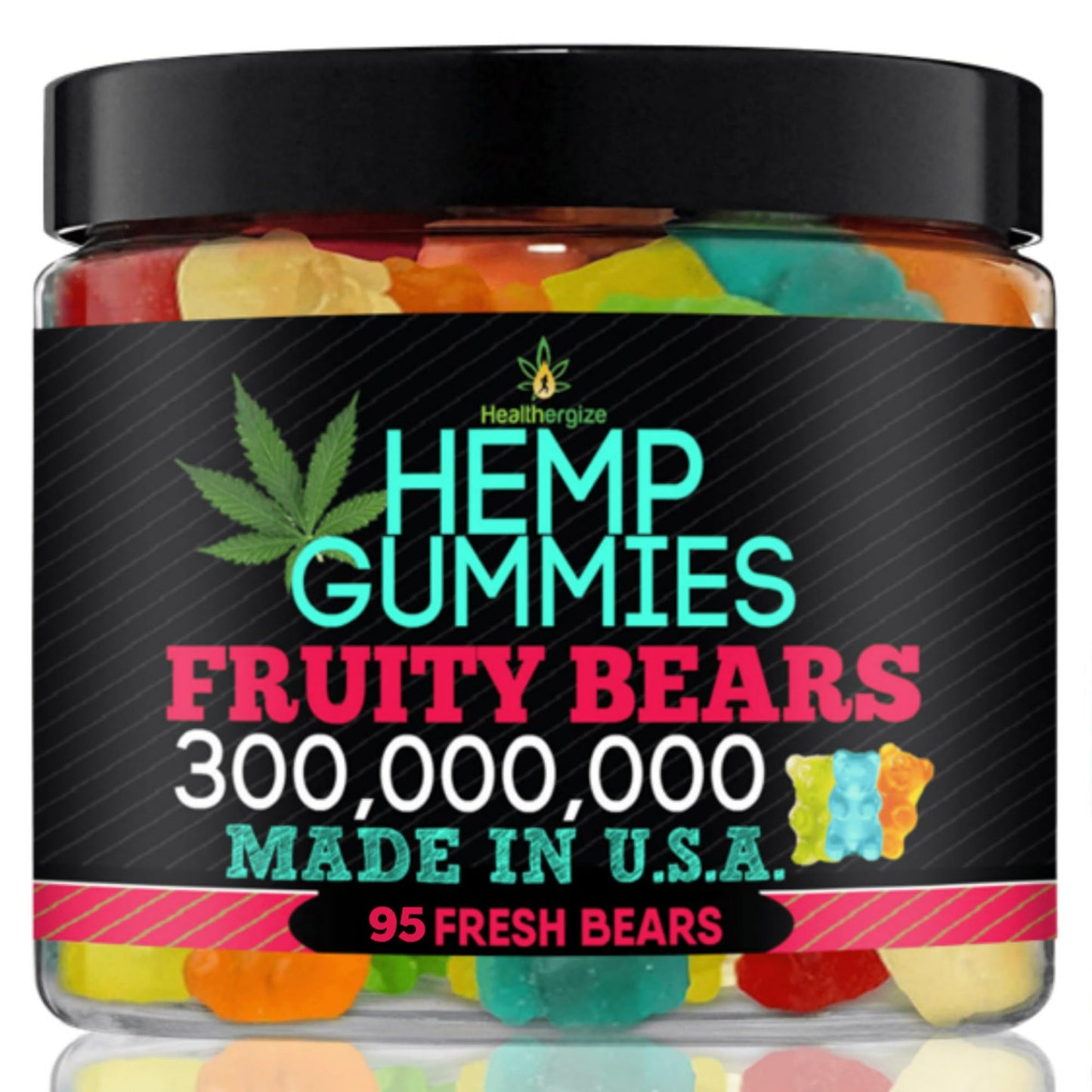 Hemp Gummies Edibles for Sleep Calm HempOil Infused -95 Fresh and Fruity Bears-Made in USA