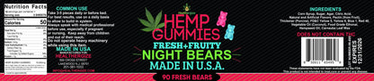 Hemp Gummies for Sleep-High Potency Calm Relaxation Night-Time, Peace and Relaxation, Fruity Gummy Bear Edibles, Good Mood, Restful Bedtime-Natural Hemp Oil Omega-Made in USA