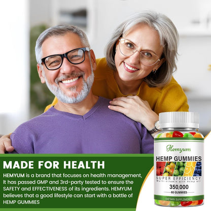 Hemp Gummies 2 Packs - for Sleep, Pain, Anxiety - High Potency Pure Organic Supplement - with Natural Hemp Oil Extract Gummy Edibles Vegan, Non-GMO