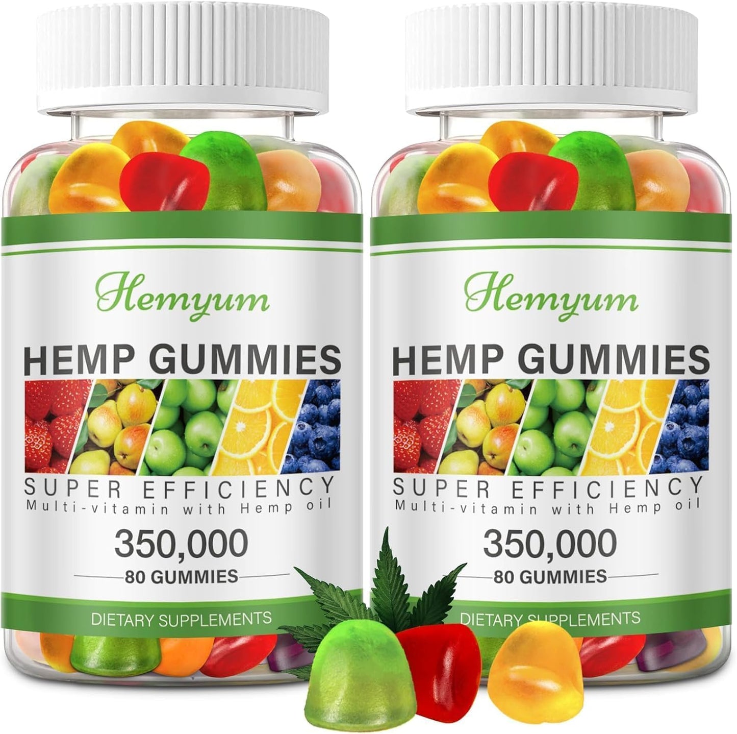 Hemp Gummies 2 Packs - for Sleep, Pain, Anxiety - High Potency Pure Organic Supplement - with Natural Hemp Oil Extract Gummy Edibles Vegan, Non-GMO