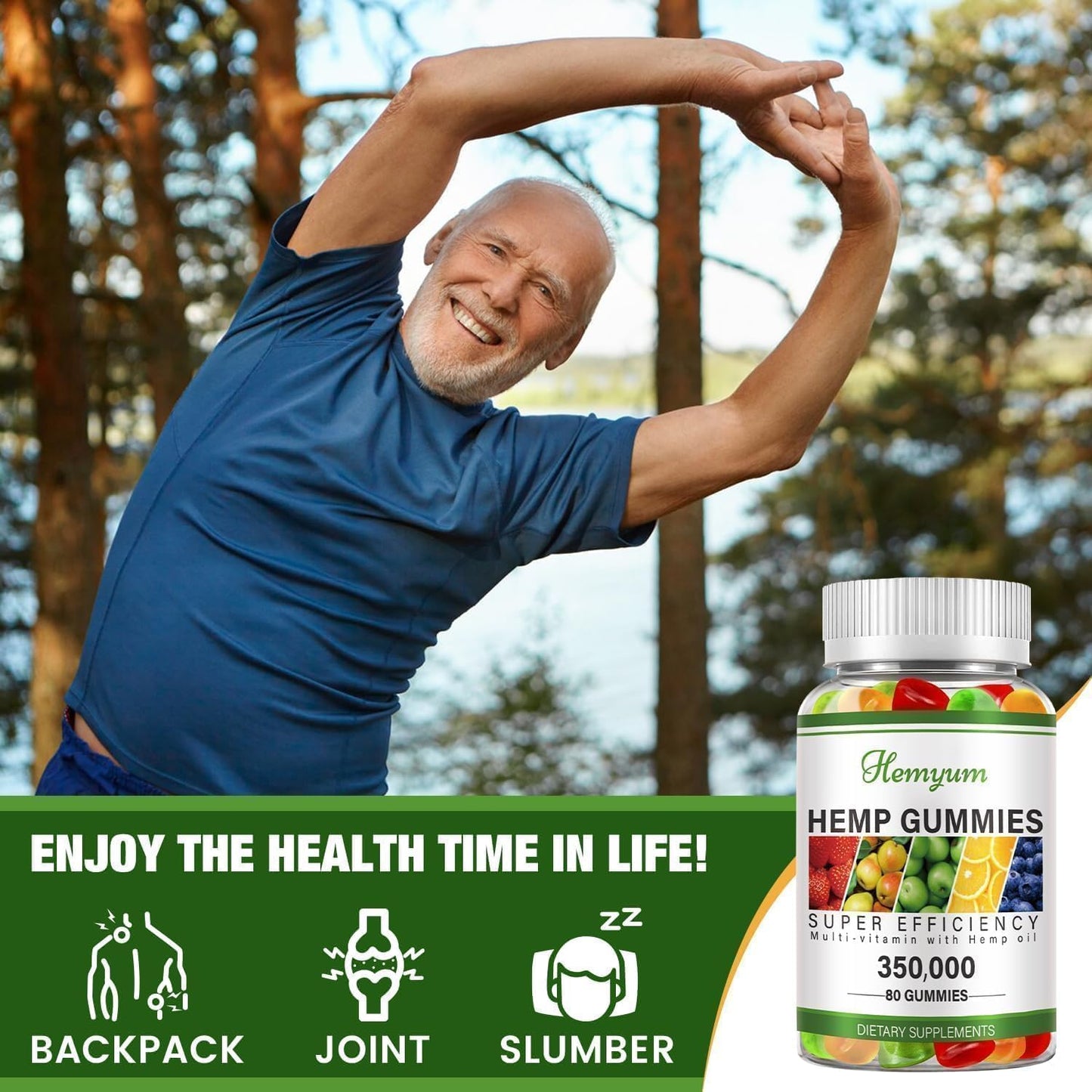 Hemp Gummies 2 Packs - for Sleep, Pain, Anxiety - High Potency Pure Organic Supplement - with Natural Hemp Oil Extract Gummy Edibles Vegan, Non-GMO