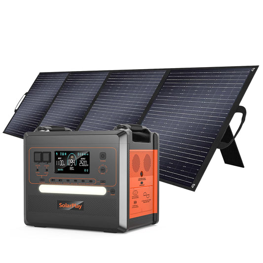 SolarPlay 2500W Portable Power Station, 2304Wh Large Capacity Solar Generator with 200W Solar Panel, BMS Emergency Power Station for Home Backup, Camping, Outdoor Battery Backup