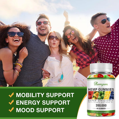 Hemp Gummies 2 Packs - for Sleep, Pain, Anxiety - High Potency Pure Organic Supplement - with Natural Hemp Oil Extract Gummy Edibles Vegan, Non-GMO