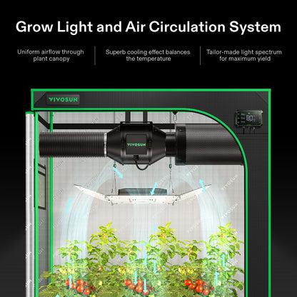 VIVOSUN GIY Smart Grow Tent System 4x2, WiFi-Integrated Grow Tent Kit, with Automate Ventilation and Circulation, Schedule Full Spectrum 200W LED Grow Light, and GrowHub E42A Controller