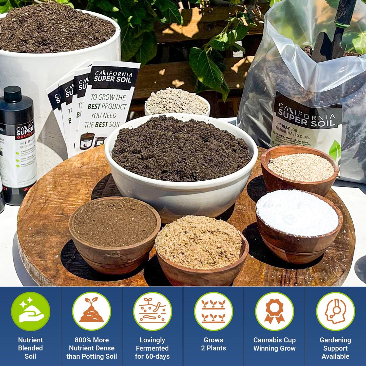 California Super Soil Premium 100% Organic Autoflower Super Soil - 18+ Nutrient Blend - Garden Soil for Indoor Grow Kit - 6Lbs Bag - Grows 2 Plants