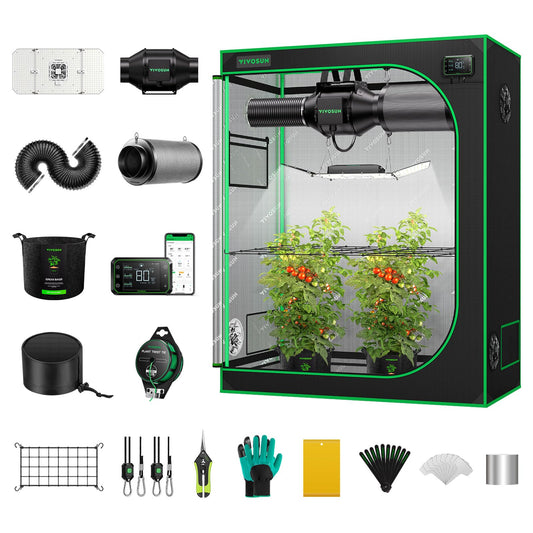 VIVOSUN GIY Smart Grow Tent System 4x2, WiFi-Integrated Grow Tent Kit, with Automate Ventilation and Circulation, Schedule Full Spectrum 200W LED Grow Light, and GrowHub E42A Controller