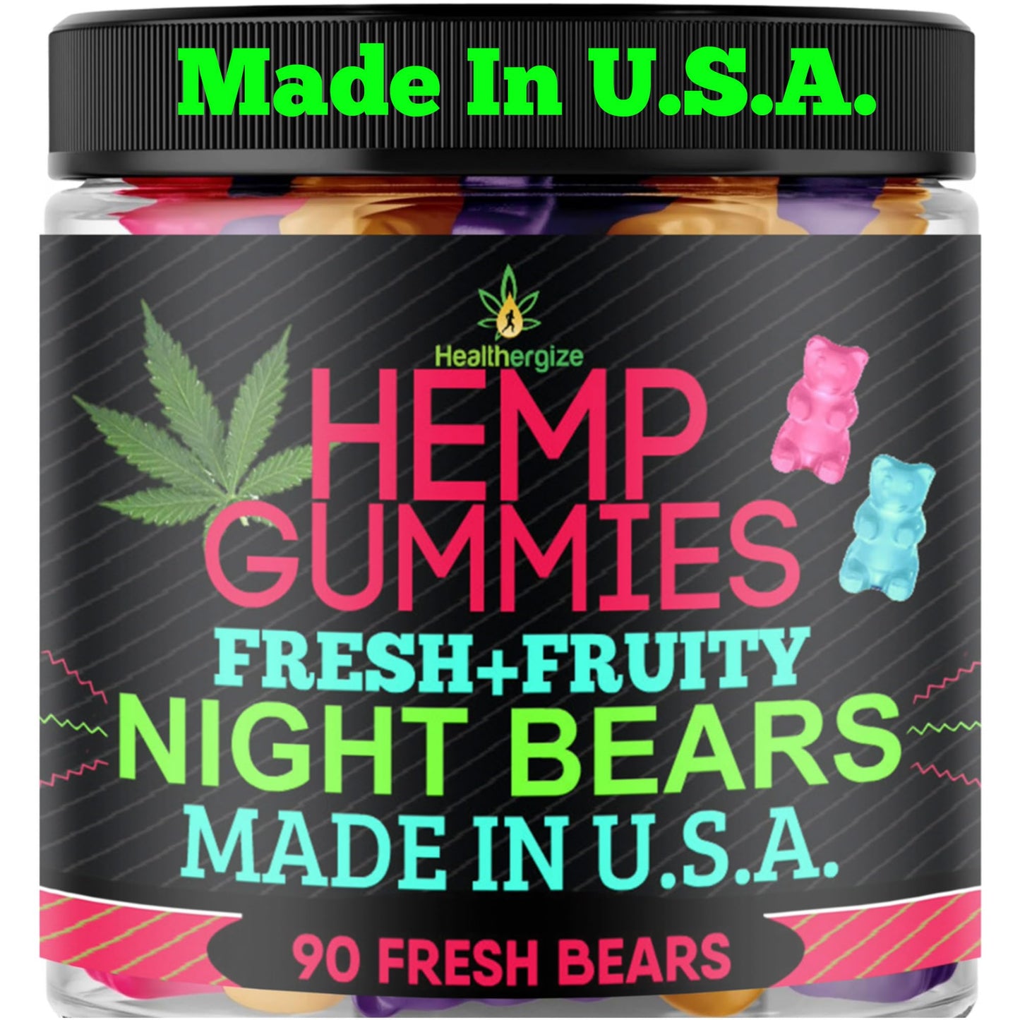 Hemp Gummies for Sleep-High Potency Calm Relaxation Night-Time, Peace and Relaxation, Fruity Gummy Bear Edibles, Good Mood, Restful Bedtime-Natural Hemp Oil Omega-Made in USA