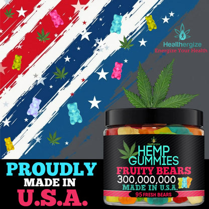 Hemp Gummies Edibles for Sleep Calm HempOil Infused -95 Fresh and Fruity Bears-Made in USA