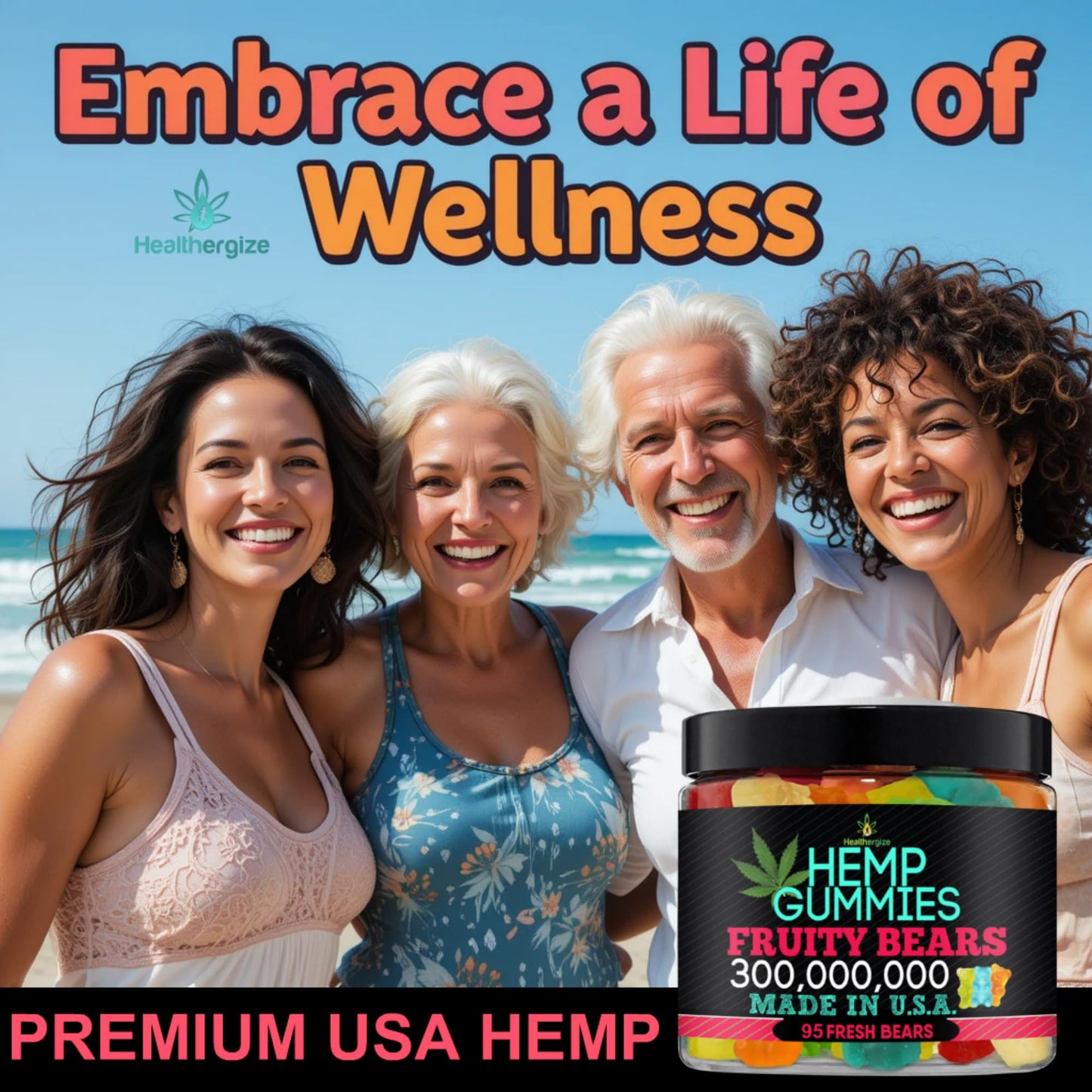 Hemp Gummies Edibles for Sleep Calm HempOil Infused -95 Fresh and Fruity Bears-Made in USA