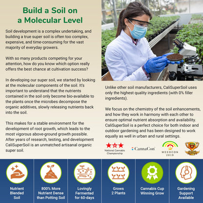 California Super Soil Premium 100% Organic Autoflower Super Soil - 18+ Nutrient Blend - Garden Soil for Indoor Grow Kit - 6Lbs Bag - Grows 2 Plants