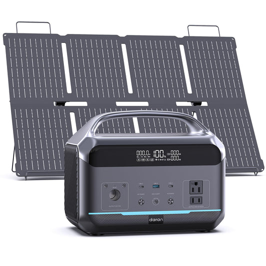 DaranEner Portable Power Station 600W with Solar Panel 80W, 288Wh LiFePO4 Battery Backup w/2 AC Outlets, 1.7H Fast Charging Solar Generator for Camping, RV Travel, Home Emergencies