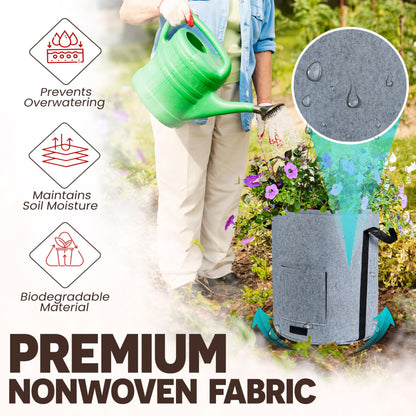 [Upgraded] 4Pcs 15-Gallon Potato Grow Bags with Unique Harvest Window, Visible Window, Garden Planting Bag with Reinforced Handle, Nonwoven Fabric Pots for Tomato, Potato Growing Container - Grey